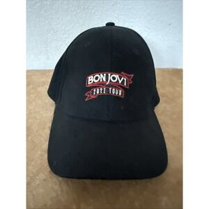 Bon Jovi 2022 Tour Black Strap Back Baseball Style Cap One Size Rock N Roll